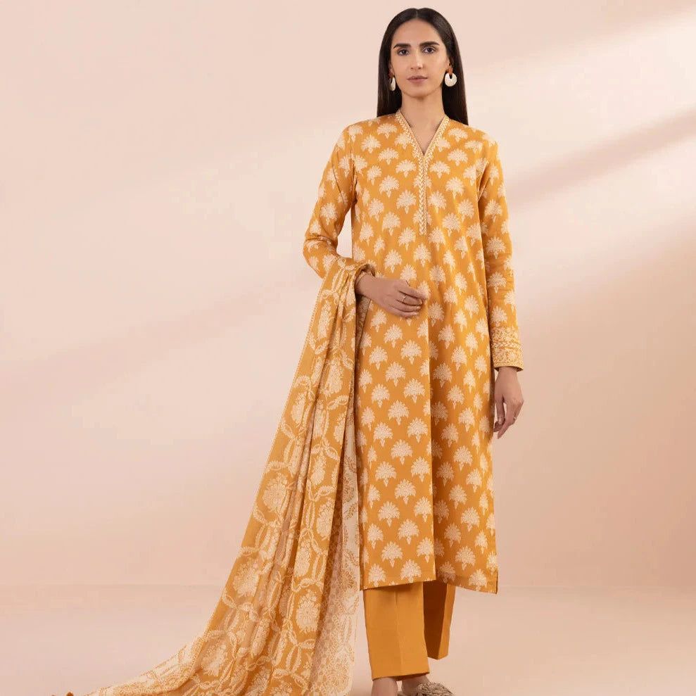 Sapphire Mustard Yellow 3 Piece Lawn Outfit