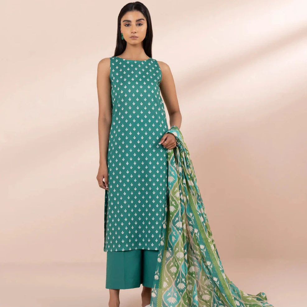 Sapphire Green 3 Piece Lawn Outfit