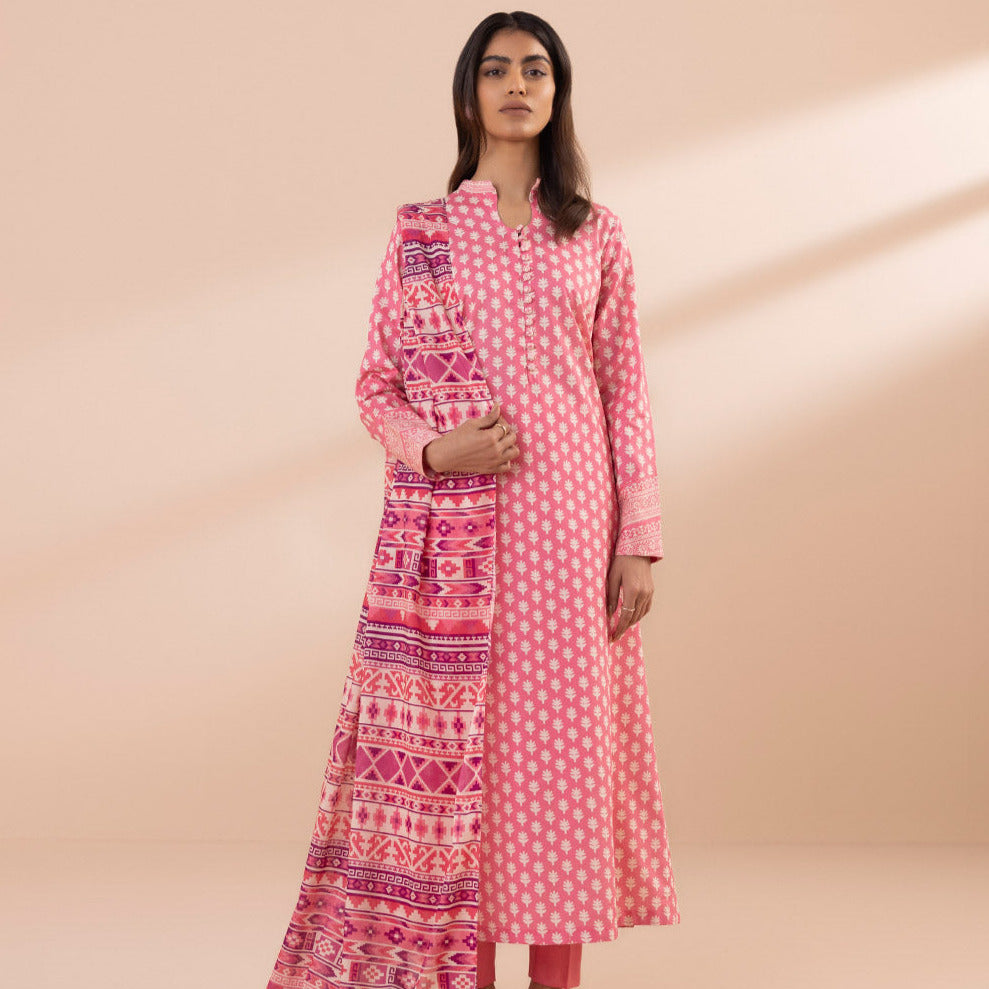 Sapphire Pink 3 Piece Lawn Outfit